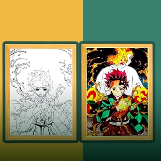Cuadro luminoso de Tanjiro y Rengoku - Imagen 1