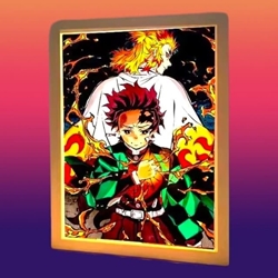 Cuadro luminoso de Tanjiro y Rengoku - Imagen 2