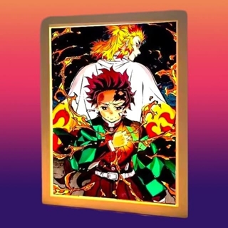 Cuadro luminoso de Tanjiro y Rengoku - Imagen 2