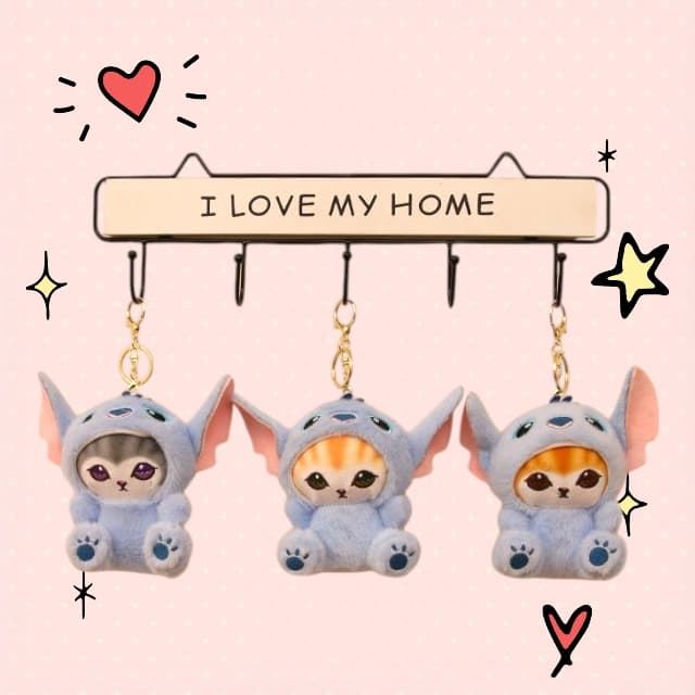 Llavero-peluche gato stitch - Imagen 1