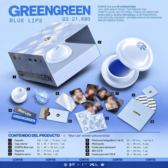 Set Cortis- The 2nd EP "GREENGREEN"- Blue lips ver. - Imagen 1